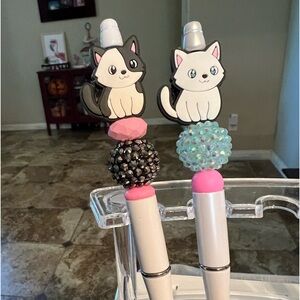 Handbeaded cute kitty pens sold separately